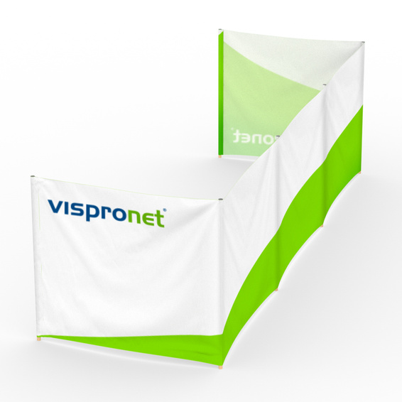 Paravent de plage / brise-vue autoportant, 500 cm de large, monté en 'U'