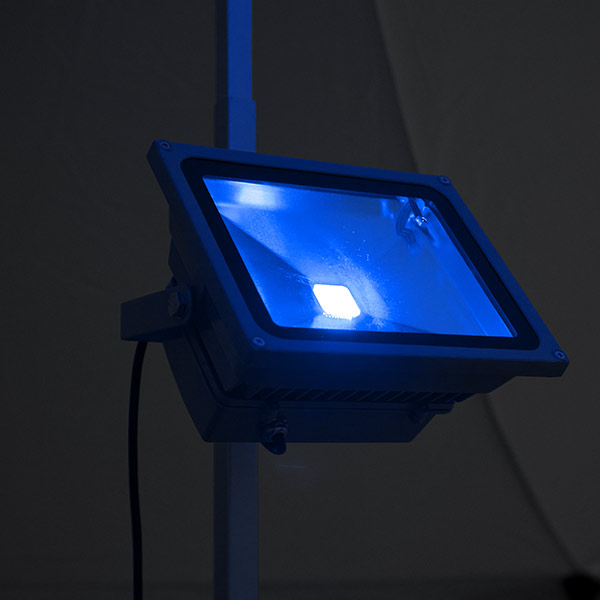 Spot LED RGB : exemple de couleur bleu (16 couleurs au choix)