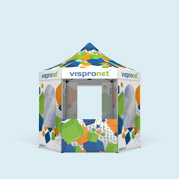 Tente pliable Hexagon 3 m, 6 cloisons - imprimées