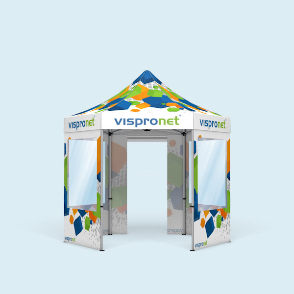 Tente pliante avec 1 cloison avec porte + 4 avec fenêtre panoramique