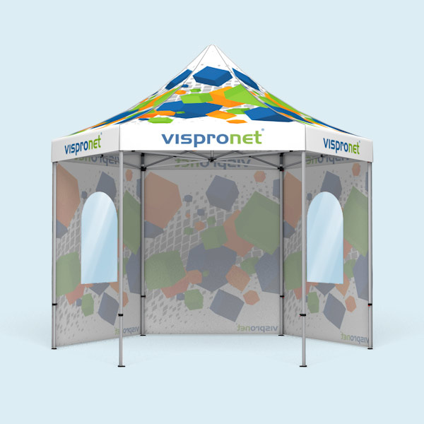 Tente pliable avec 1 cloison pleine et 2 avec fenêtres cintrées