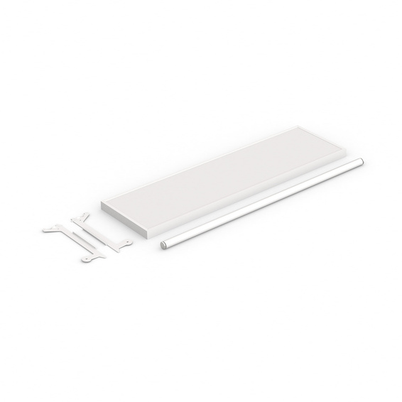 Lieferumfang: Prospektablage mit Kleiderstange 85 cm / Schlitzprofil