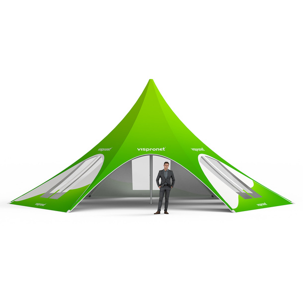 Tente étoile avec 5 cloisons: 5 cloisons avec fenêtres en arc, étroites