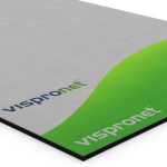 Werbeschilder aus Aluminiumverbundplatten, silber, Detail Ecke