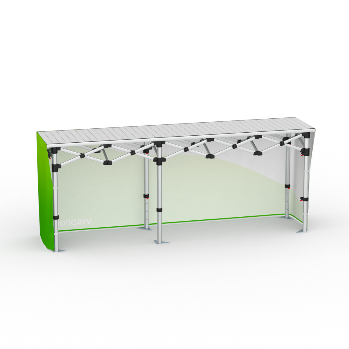 Table pliante alu avec banderole – vue arrière, 250 x 55 cm