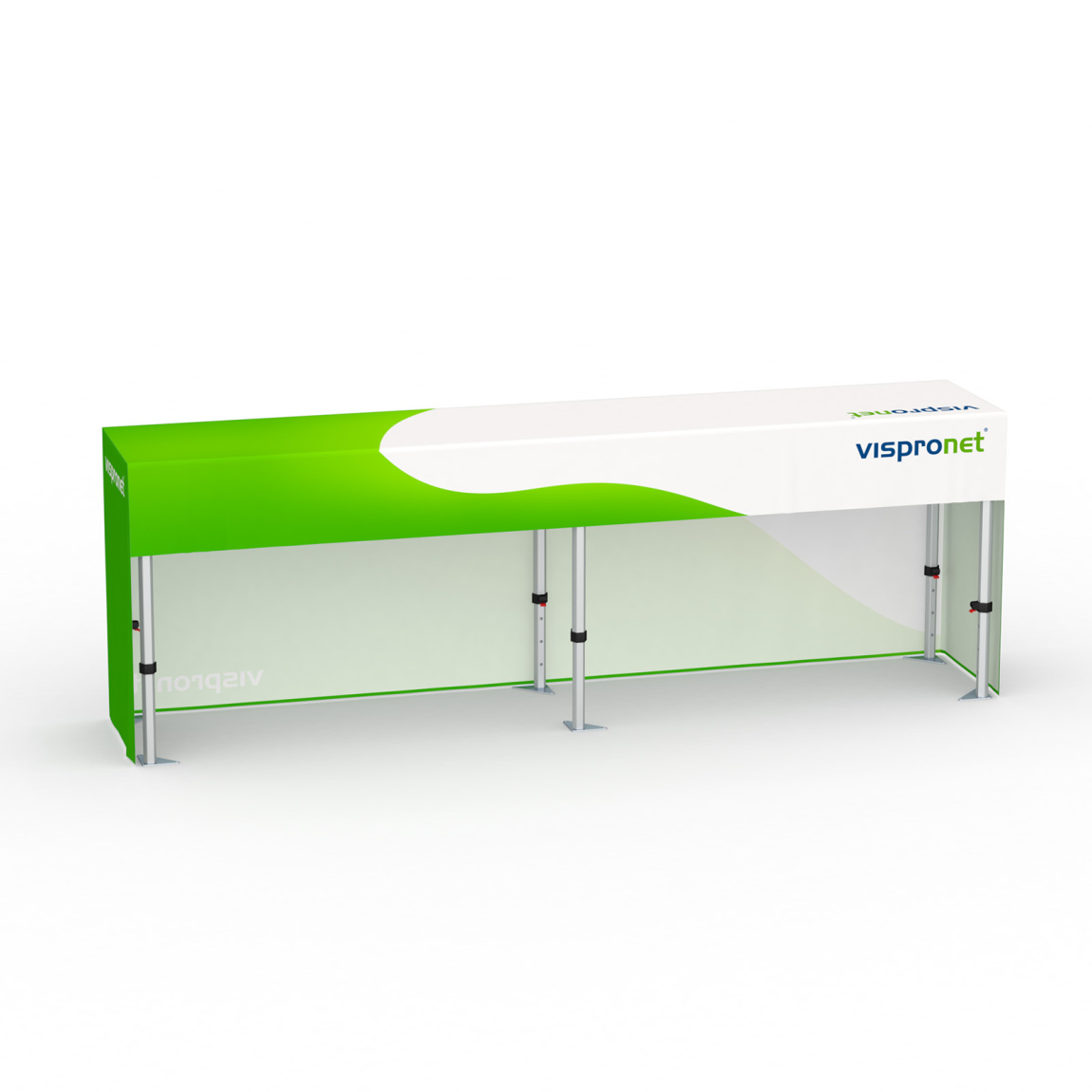 Table pliante alu avec housse, dos court, 290 x 55 cm