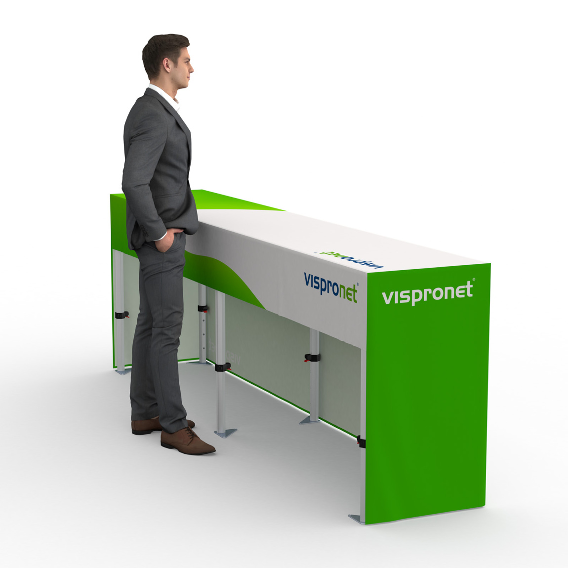 Table pliante alu avec housse, dos court, 290 x 55 cm