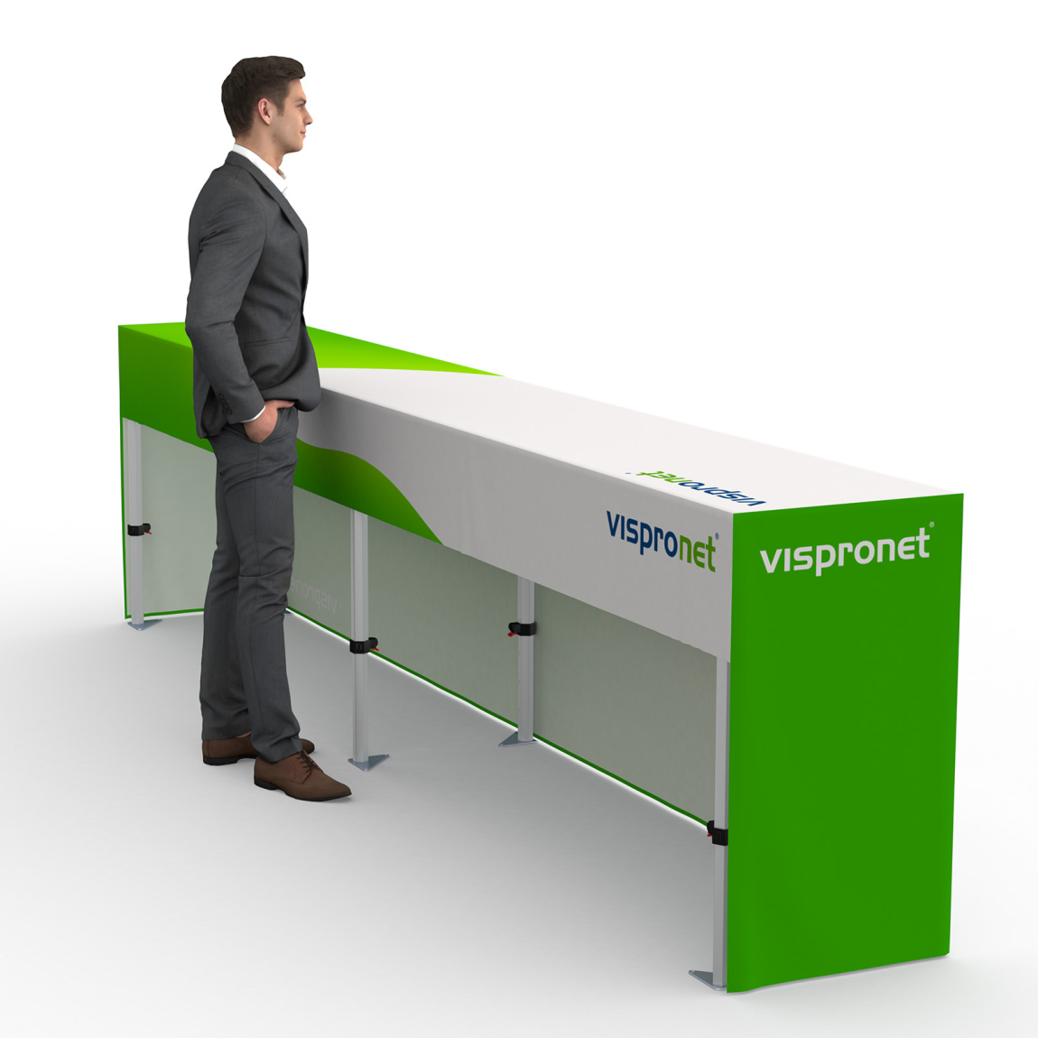 Table pliante alu avec housse, dos court, 380 x 55 cm