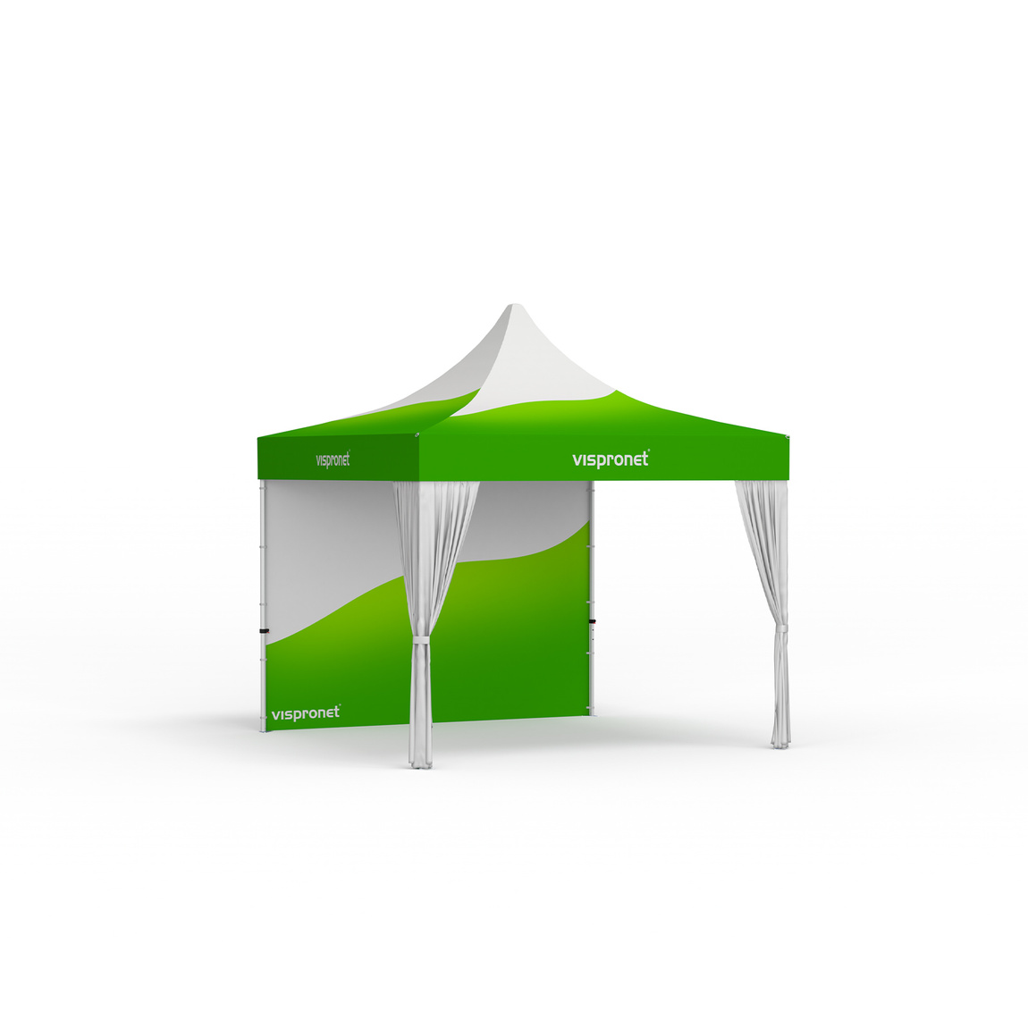 Tente pliante Select 3 x 3 m avec 1 paroi et 2 rideaux décoratifs blancs