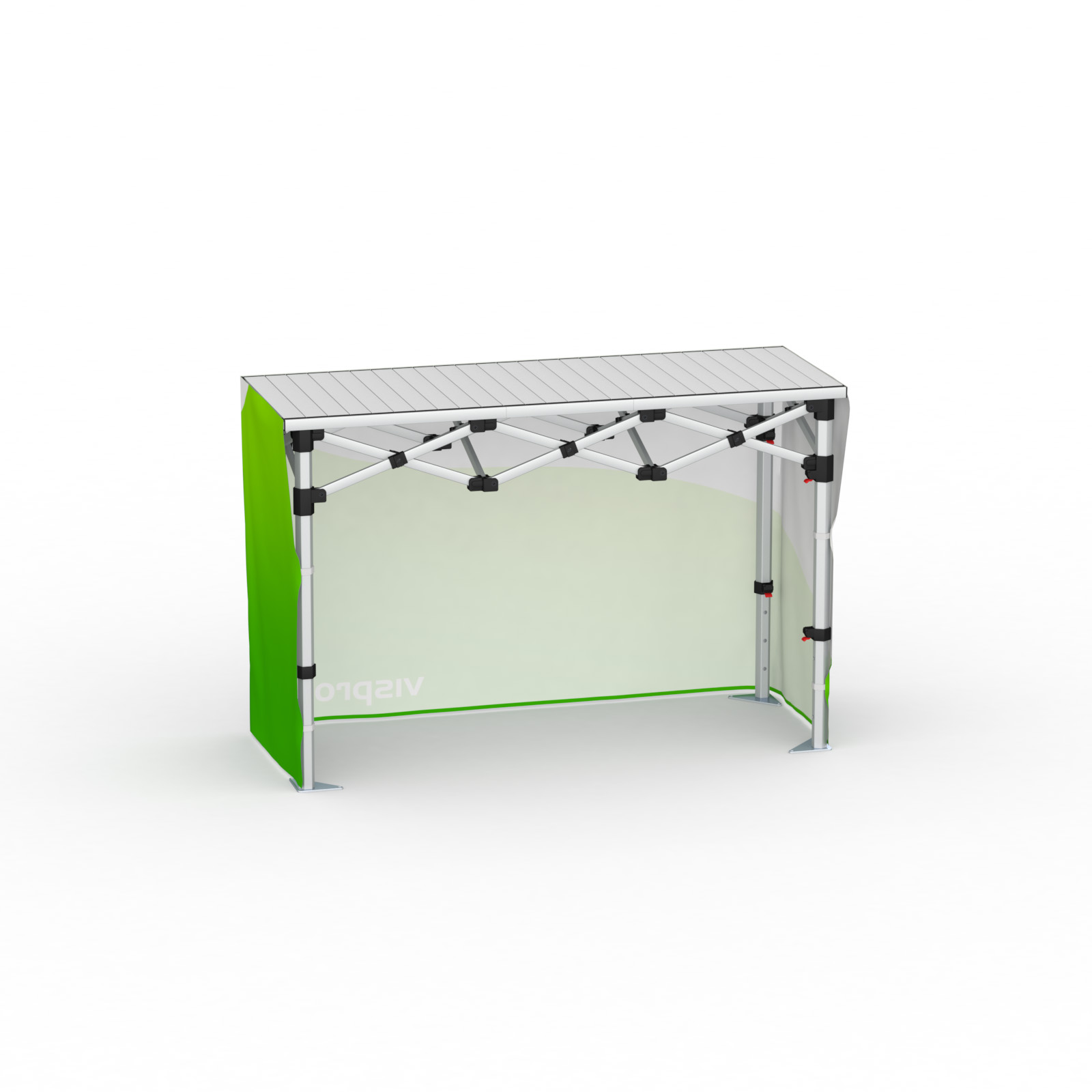 Table pliante alu avec banderole – vue arrière, 150 x 55 cm