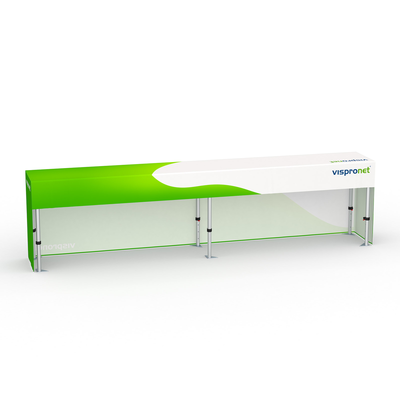 Table pliante alu avec housse, dos court, 380 x 55 cm