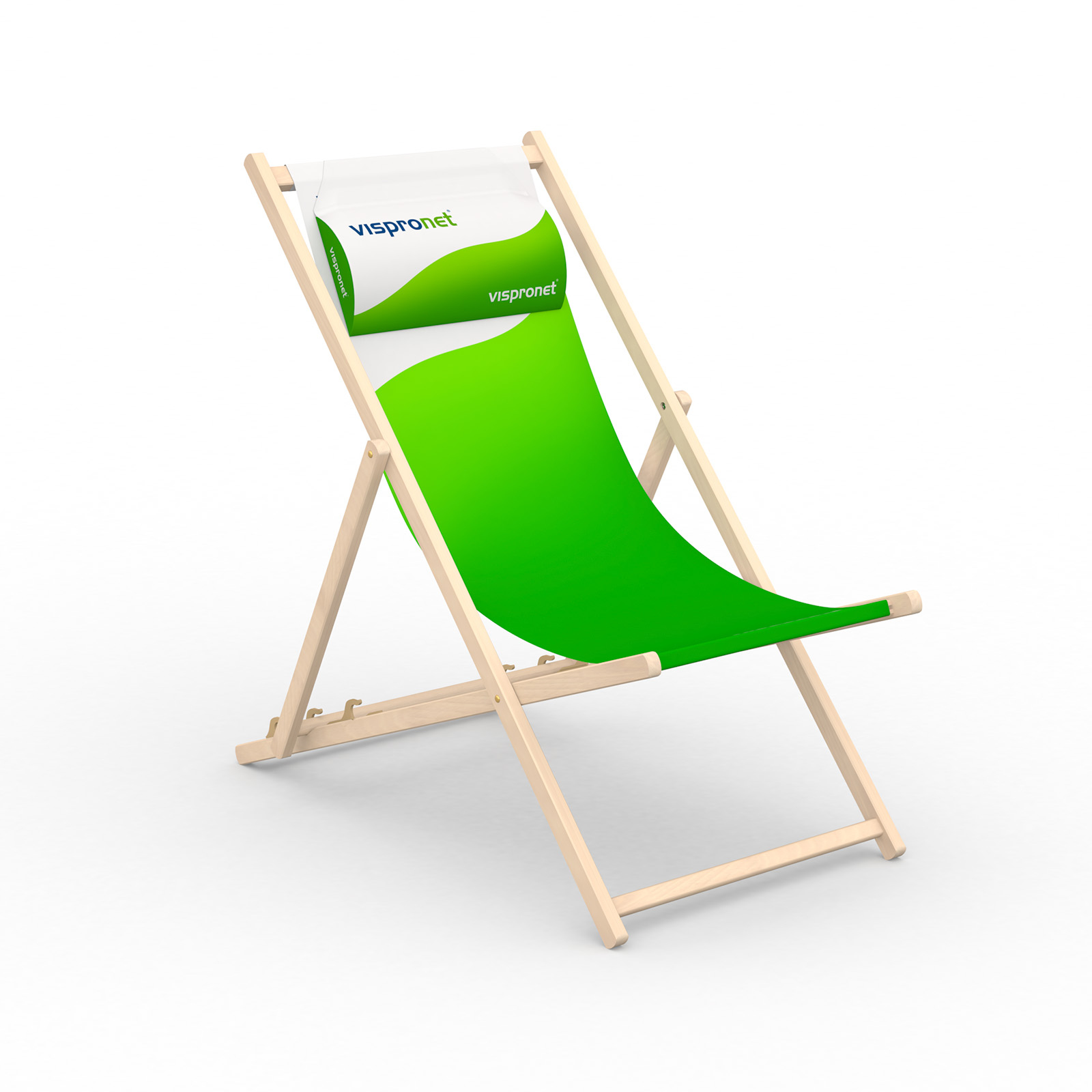 Chaise longue en bois, sans accoudoirs avec coussin de nuque pour chaise longue