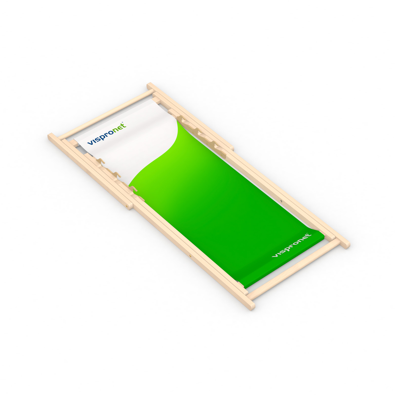 Chaise longue en bois, plié, toile montée