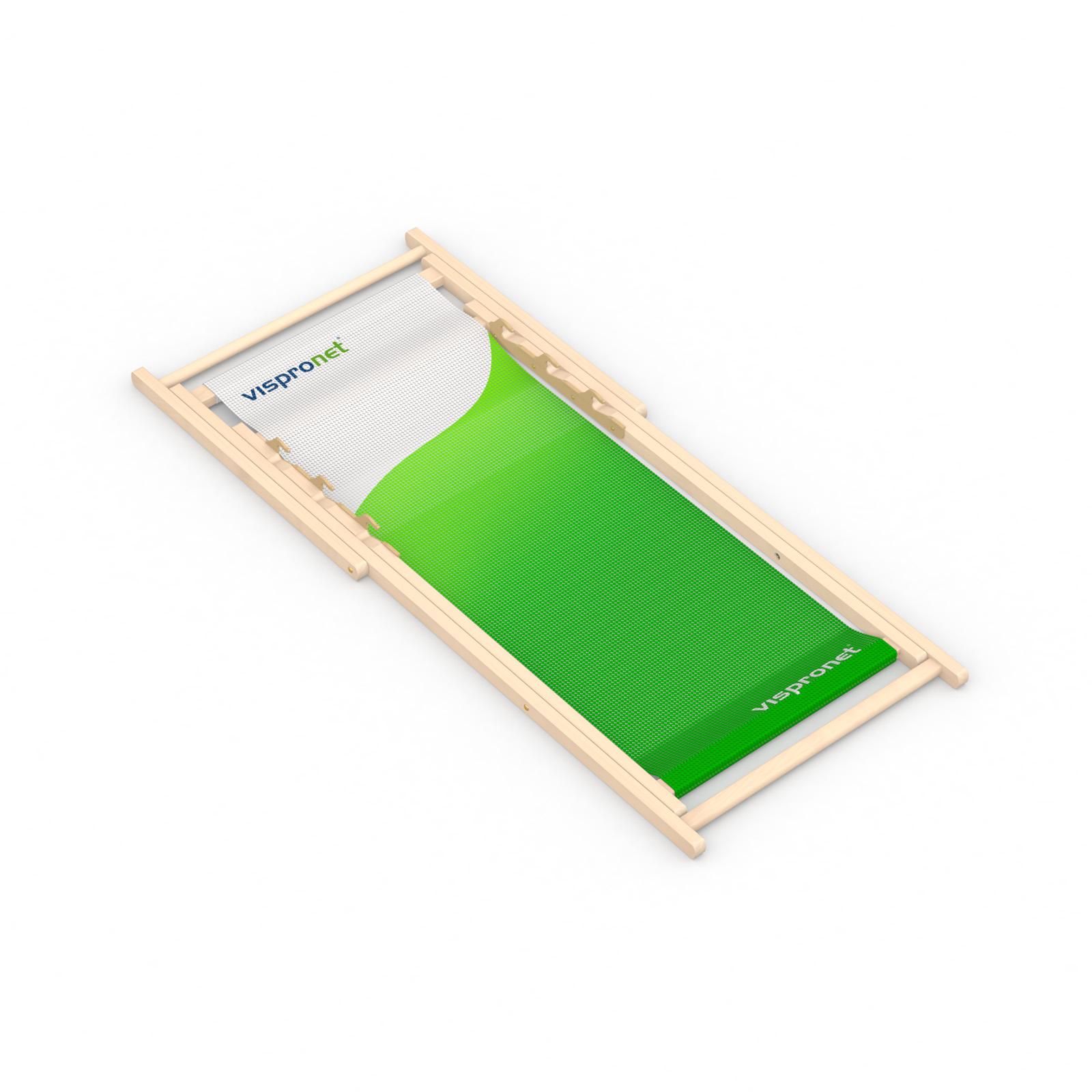 Chaise longue en bois, plié, toile montée