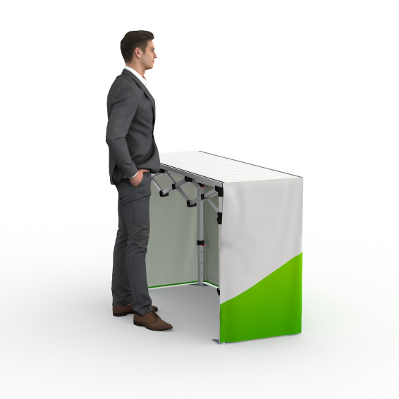 Table pliante alu avec banderole – vue arrière, 150 x 55 cm