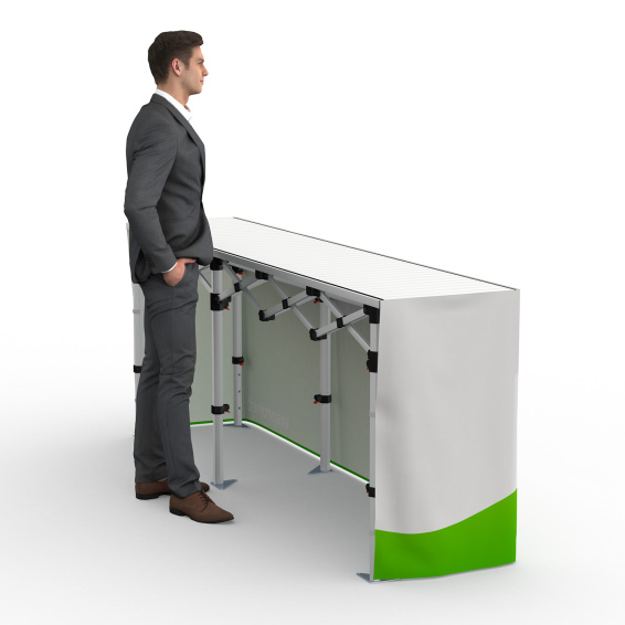 Table pliante alu avec banderole – vue arrière, 250 x 55 cm