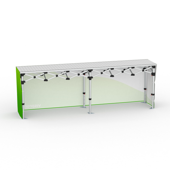 Table pliante alu avec banderole – vue arrière, 290 x 55 cm