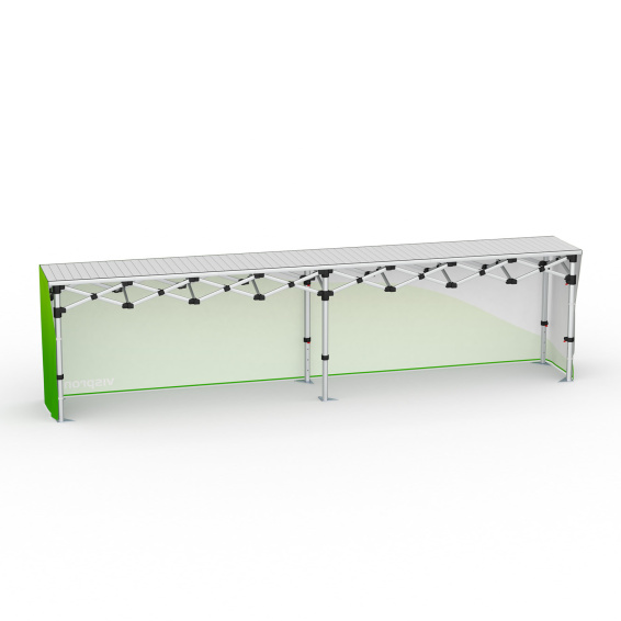 Table pliante alu avec banderole – vue arrière, 380 x 55 cm