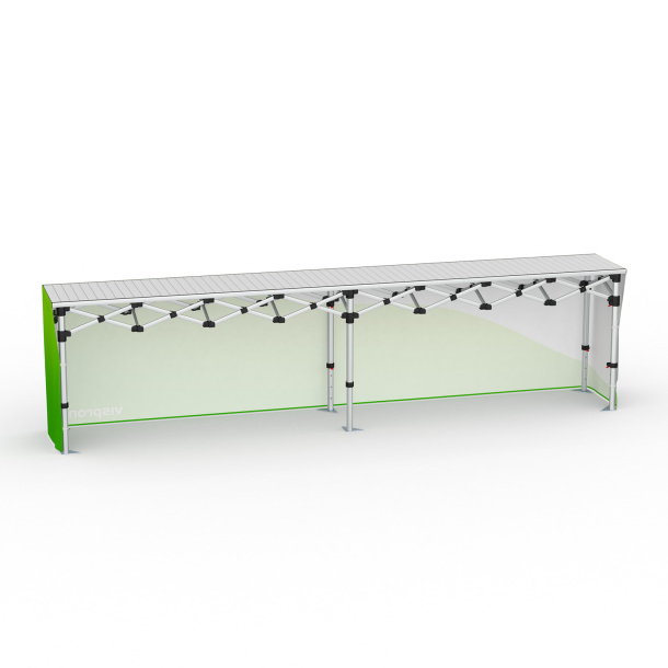 Table pliante alu avec banderole – vue arrière, 380 x 55 cm