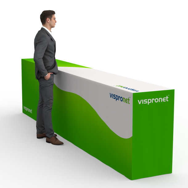 Table pliante alu avec housse – bords latéraux fermés, 380 x 55 cm