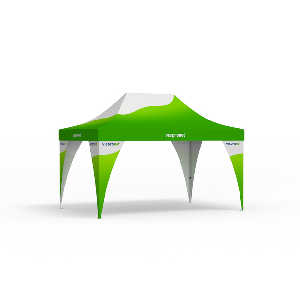 Tente pliante Select 4 x 6 m, complétée par 4 bannières d'angle