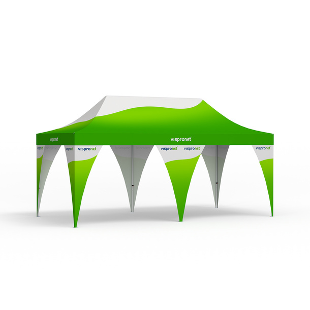 Pavillon 3 x 6 m avec cache-poteaux : un jeu de 4 + 2 individuels
