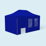 Tente Premium 3 x 4,5 m, 3 cloisons pleines et 1 avec porte et 2 fenêtres