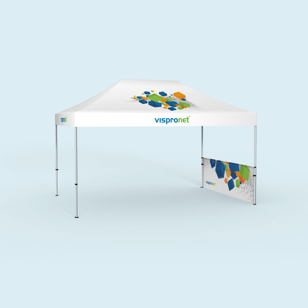 Tente pliable 3 x 4,5 m, cloison mi-hauteur largeur 3 m (visuel vers l'intérieur)