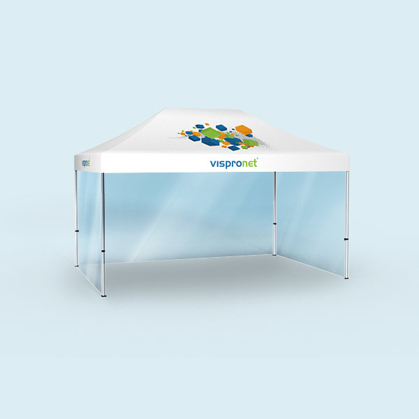 Tente pliable Select 3 x 4,5 m avec 3 cloisons pleines, transparentes