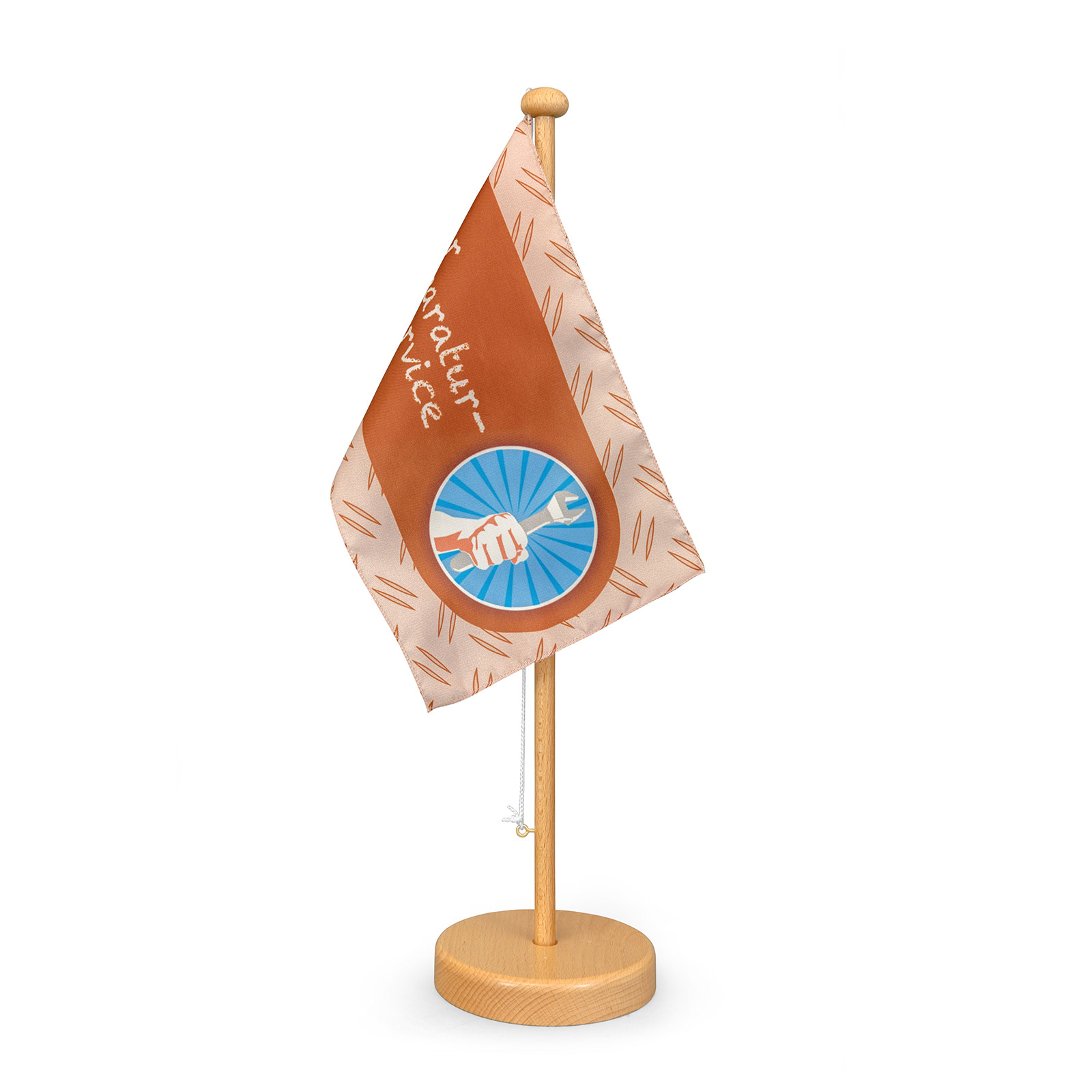 Drapeau de table avec support en bois