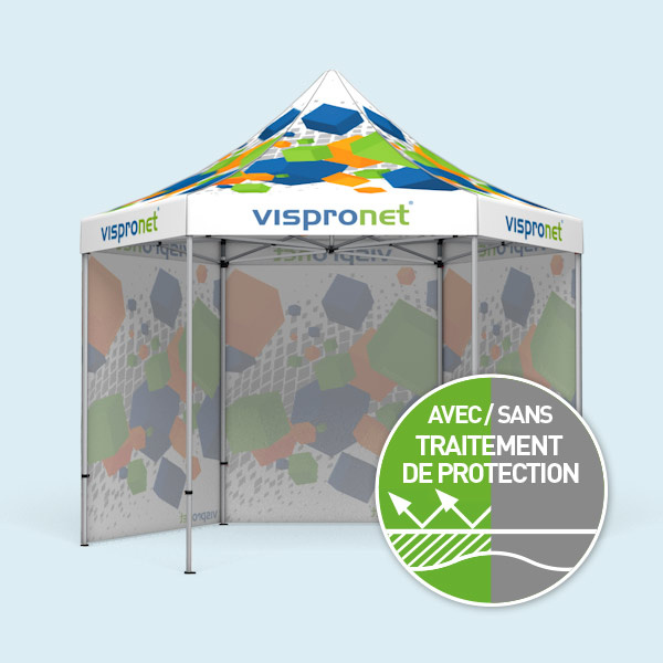 Tente pliable Select Hexagon 4 m, 3 parois pleines - imprimée