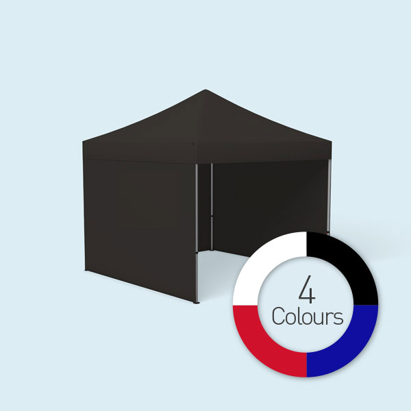 Tente pliable Select 3 x 3 m avec cloisons, ici en noir
