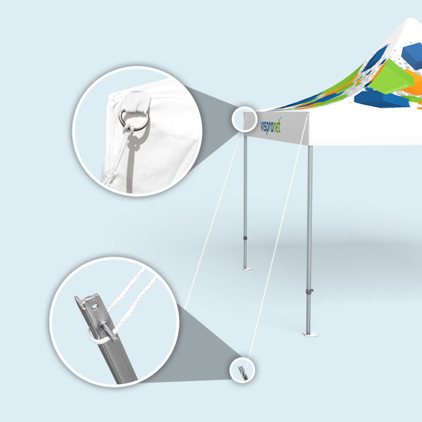 Pavillon pliable Premium avec kit d'ancrage, en option