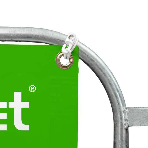 Bâche fixée avec sandow muni d'un crochet plastique 200 mm, blanc