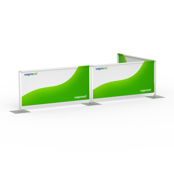 Système de séparation à 3 panneaux, variante de positionnement en forme de L