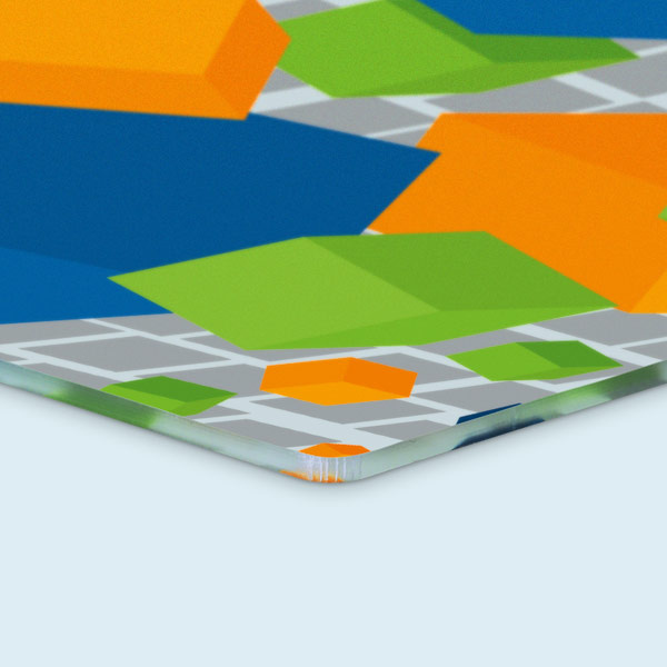 Plaque publicitaire acrylique, coin arrondi