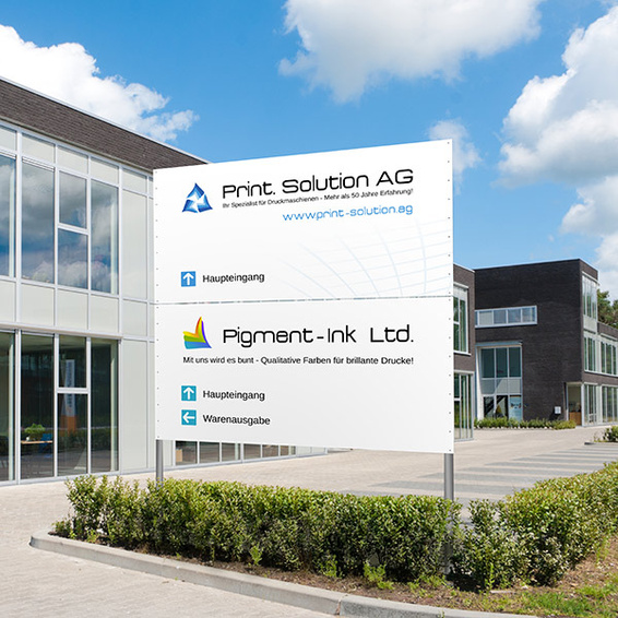 Présentoir avec enseignes au format paysage