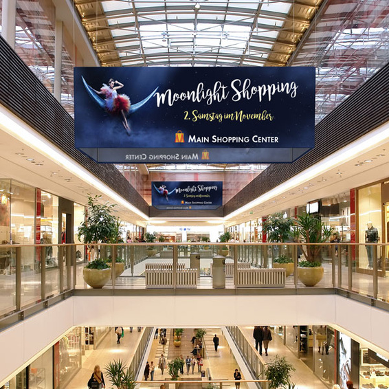 Enseigne suspendue - rectangle dans une galerie marchande