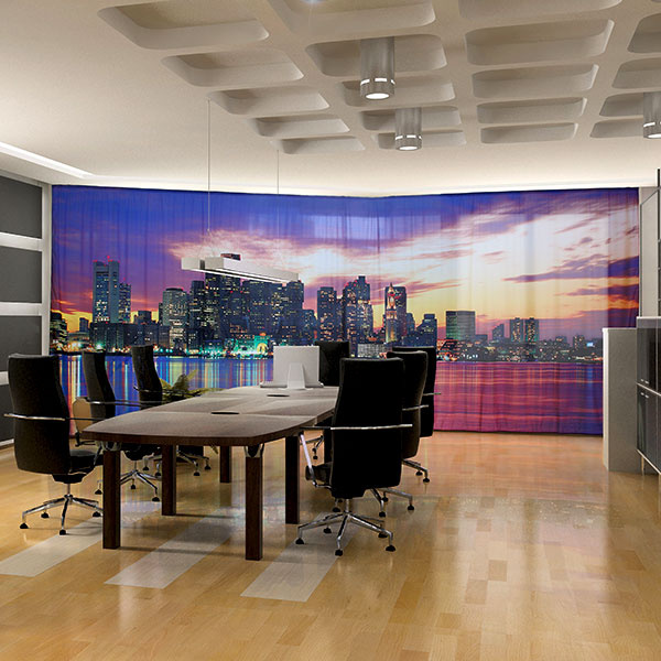 Rideau photo horizontal, bord supérieur avec ruflette non froncée