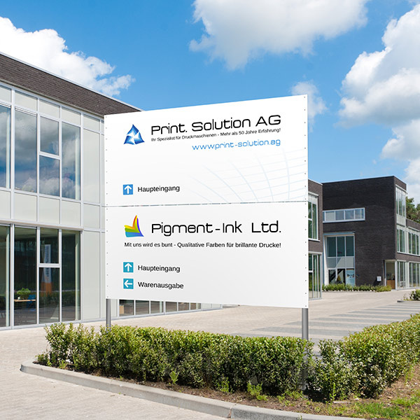 Présentoir avec enseignes au format paysage