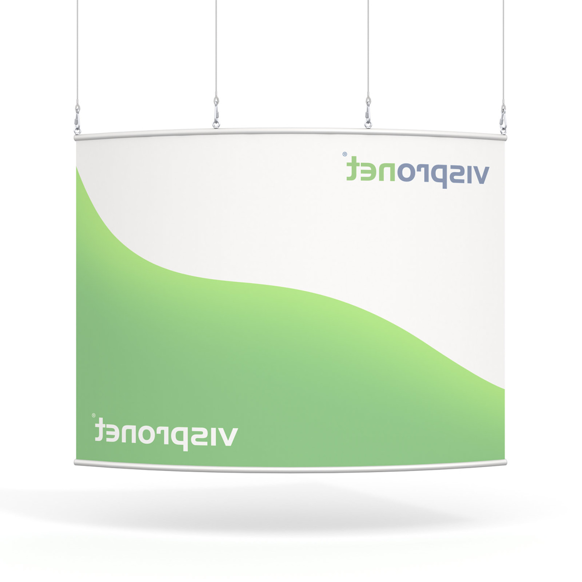 Enseigne suspendue courbe - vue de dos