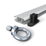 Profilé d'aluminium, anodisé, 17 x 44 mm, avec pitons à œillets et embouts de finition