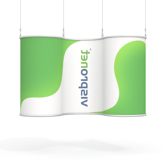 Enseigne suspendue ondulée - vue de dos