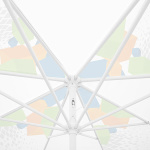 Parasol petit modèle avec manivelle, vue sur l’armature solide