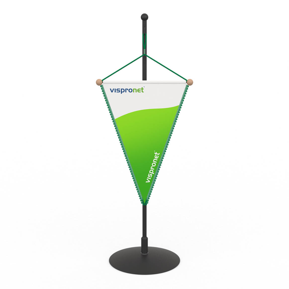 Fanion de voiture 10 x 15 cm, suspension par cordon avec boucle & boules de finition (naturel)