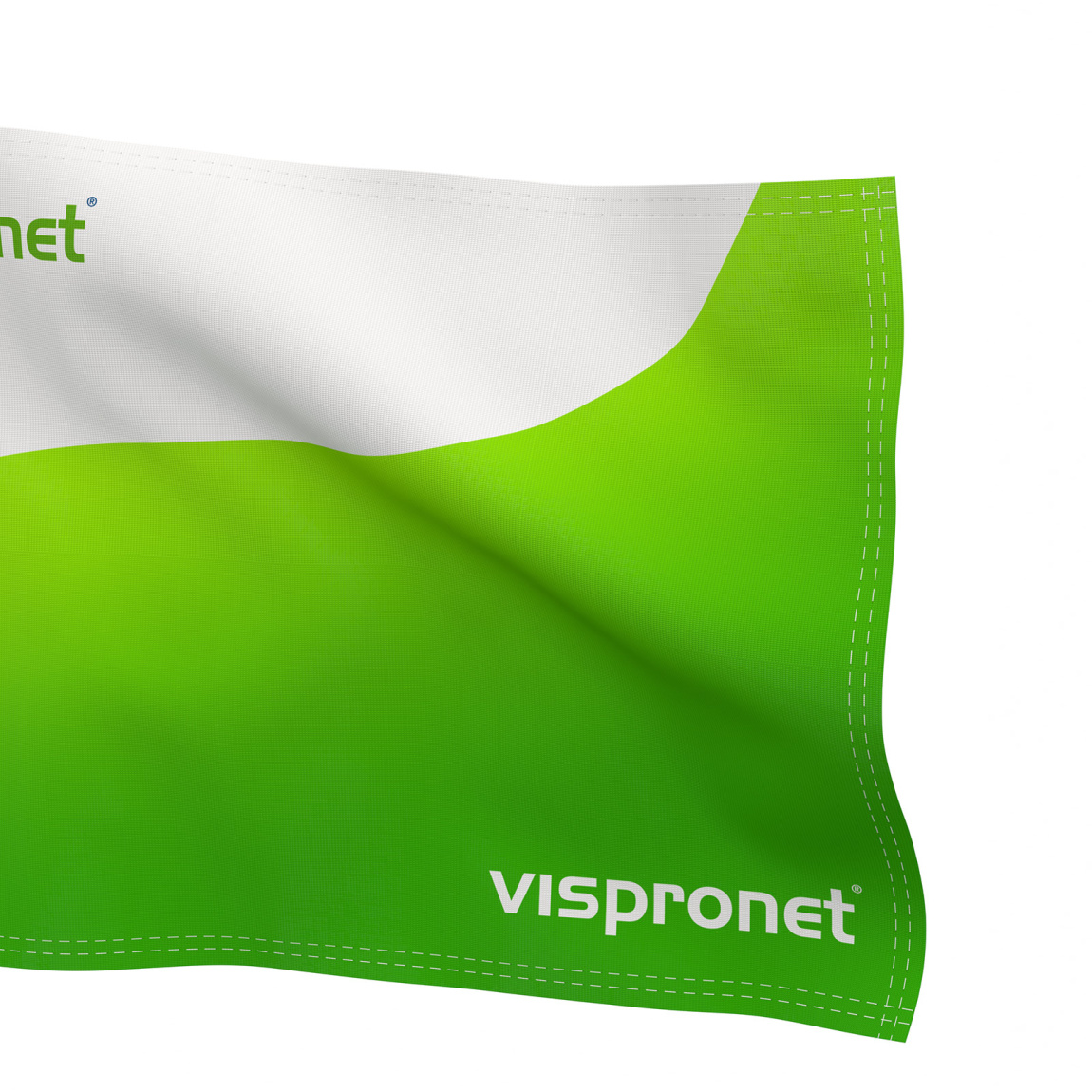 Drapeau pour voiture, détail : couture de sécurité ourlée