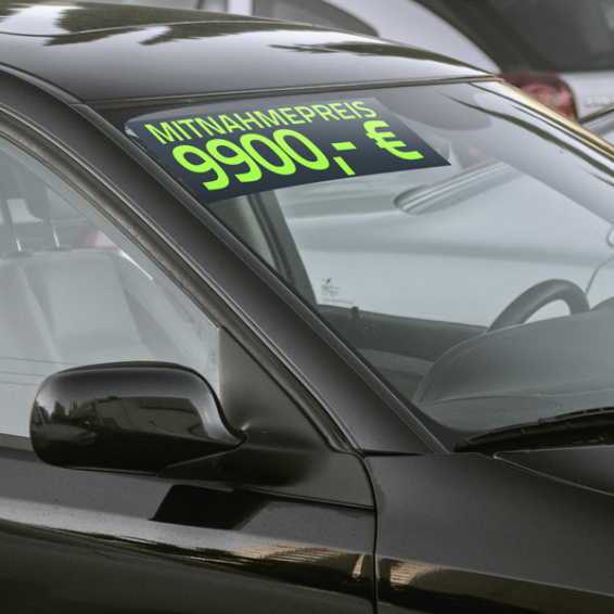 Autocollant au format horizontal, ici avec offre promotionnelle