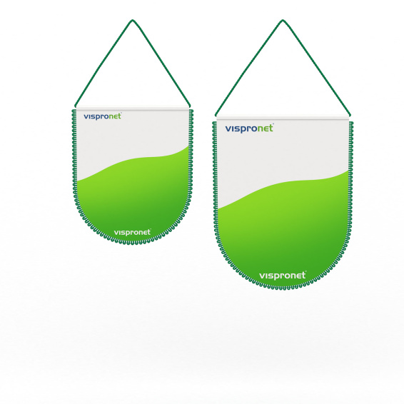 Bannière de voiture / Fanion sportif, bas arrondi, guide des tailles