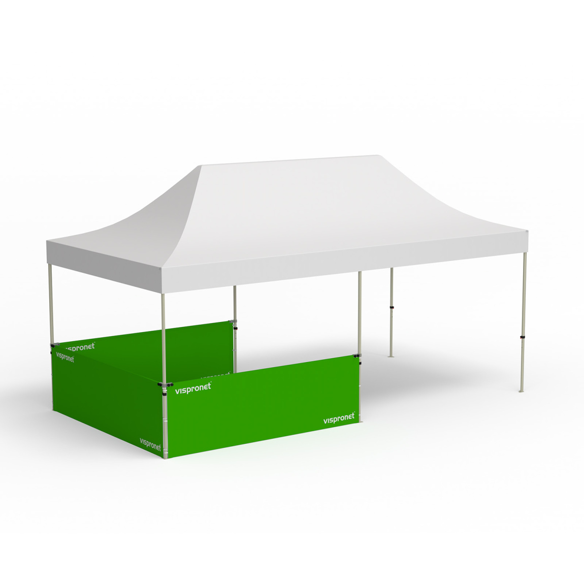 Pavillon pliable Select, exemple avec 3 cloisons mi-hauteur