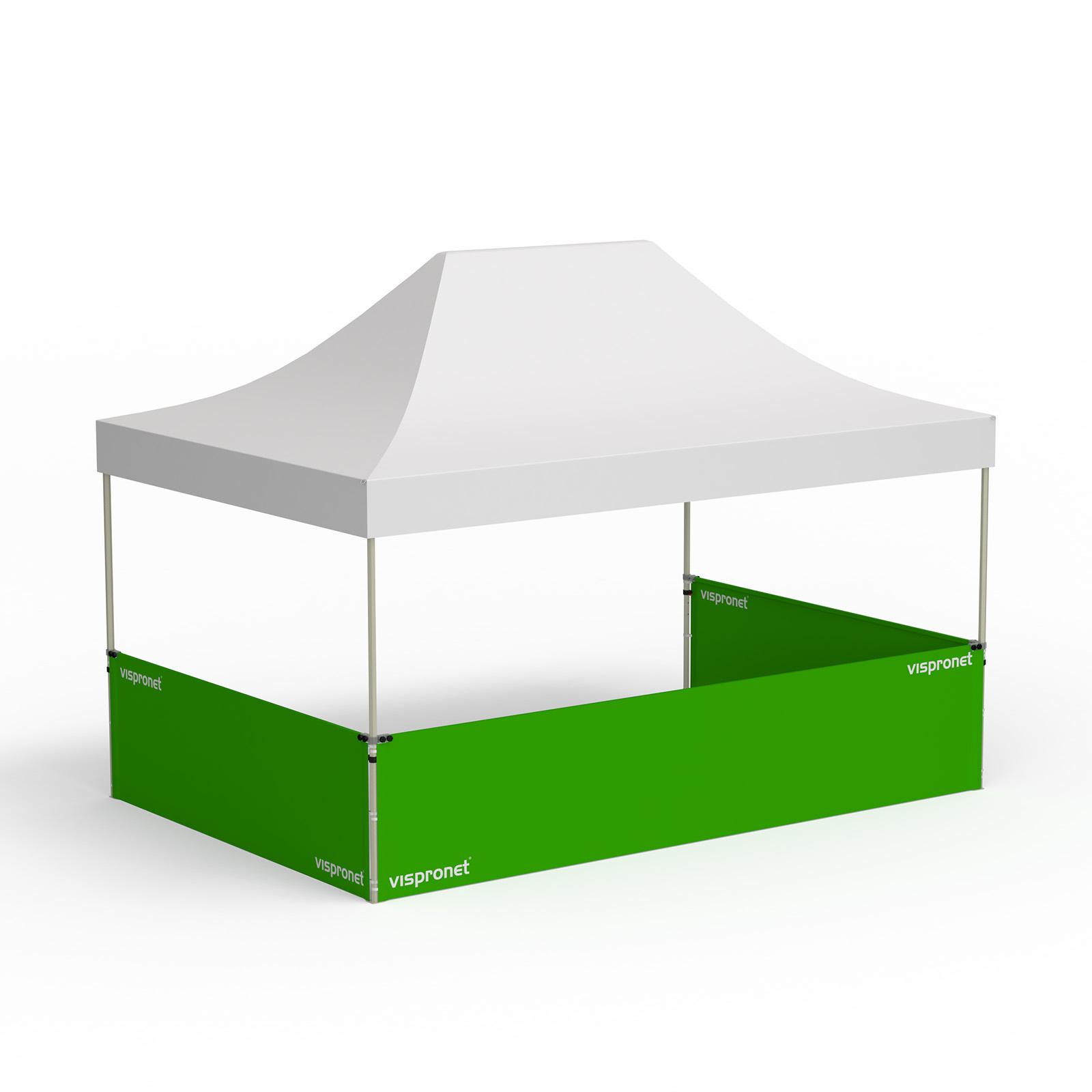 Pavillon pliable, exemple avec trois cloisons mi-hauteur